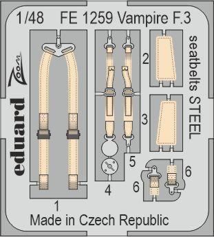 259 12 günstig Kaufen-Vampire F.3 - Seatbelts STEEL [Airfix]. Vampire F.3 - Seatbelts STEEL [Airfix] <![CDATA[Eduard / FE1259 / 1:48]]>. 