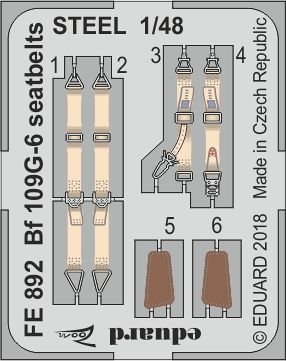 09 1  günstig Kaufen-Messerschmitt Bf 109 G-6 - Seatbelts STEEL [Tamiya]. Messerschmitt Bf 109 G-6 - Seatbelts STEEL [Tamiya] <![CDATA[Eduard / FE892 / 1:48]]>. 