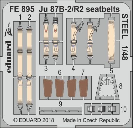 8591437527878 - FE895 - Ju 87B-2 R2 seatbelts STEEL for Airfix in 148 8591437527878 - FE895 - Ju 87B-2 R2 seatbelts STEEL for Airfix in 148