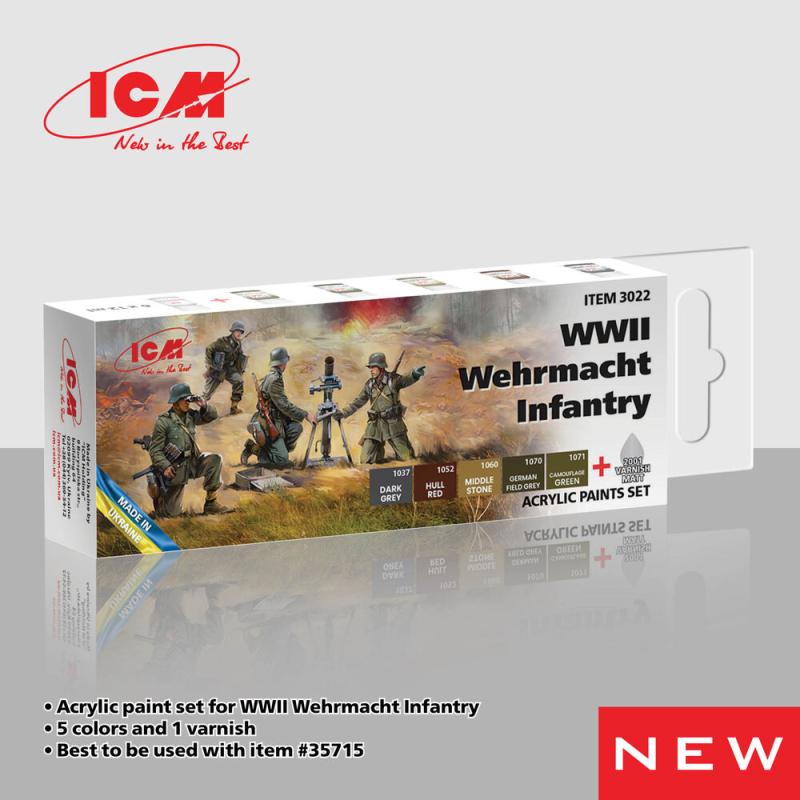 HT II günstig Kaufen-Acrylic Paint Set - WWII Wehrmacht Infantry [6 x 12 ml]. Acrylic Paint Set - WWII Wehrmacht Infantry [6 x 12 ml] <![CDATA[ICM / 3022]]>. 