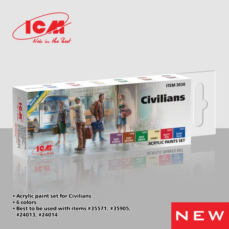 acrylic paint günstig Kaufen-Acrylic Paint Set - Civilians [6 x 12 ml]. Acrylic Paint Set - Civilians [6 x 12 ml] <![CDATA[ICM / 3030]]>. 