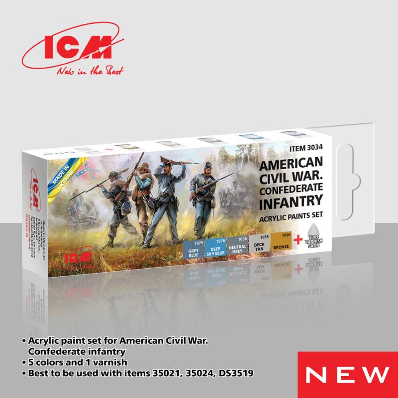 infantry on günstig Kaufen-Acrylic Paint Set - American Civil War - Confederate infantry [6 x 12 ml]. Acrylic Paint Set - American Civil War - Confederate infantry [6 x 12 ml] <![CDATA[ICM / 3034]]>. 