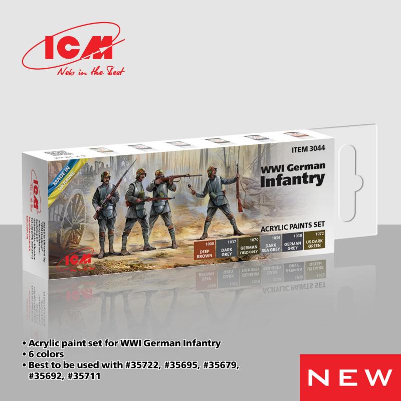 German infantry günstig Kaufen-Acrylic Paint Set - WWI German infantry [6 x 12 ml]. Acrylic Paint Set - WWI German infantry [6 x 12 ml] <![CDATA[ICM / 3044]]>. 