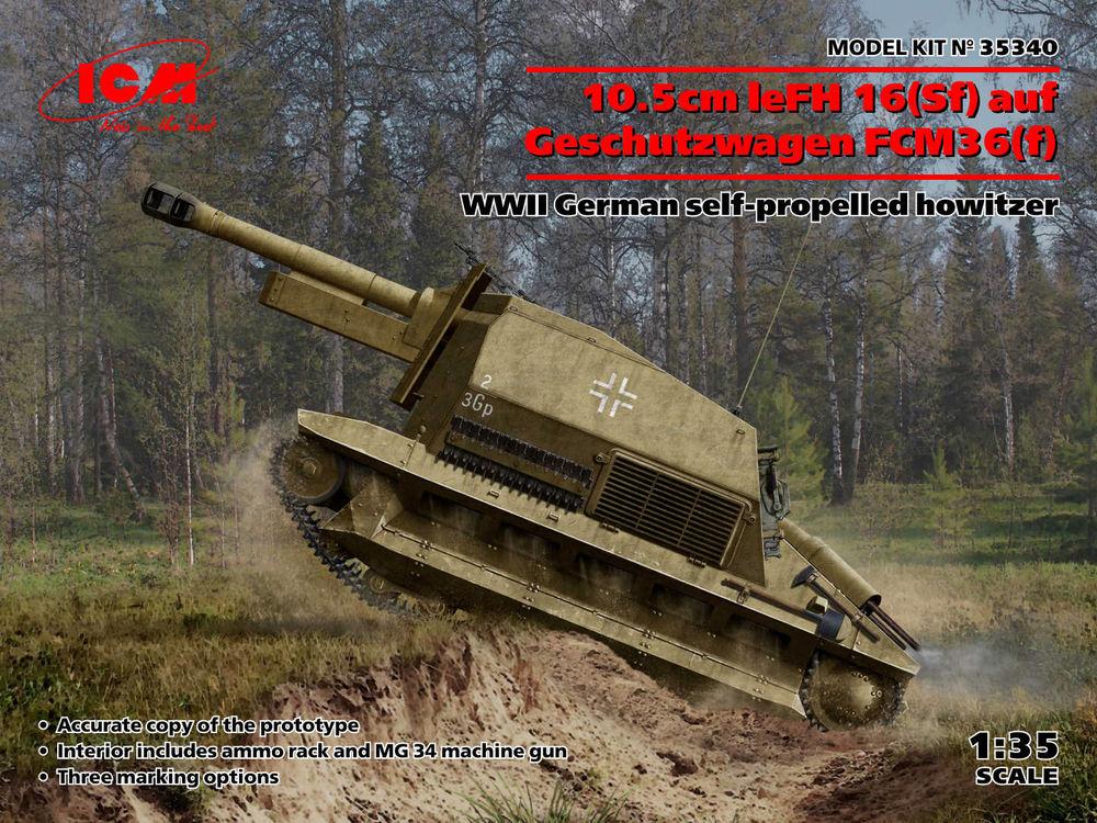 M3 PRO  günstig Kaufen-10.5cm leFH 16(Sf)auf Geschutzwagen FCM36(f), WWII German self-propelled howitzer. 10.5cm leFH 16(Sf)auf Geschutzwagen FCM36(f), WWII German self-propelled howitzer <![CDATA[ICM / 35340 / 1:35]]>. 