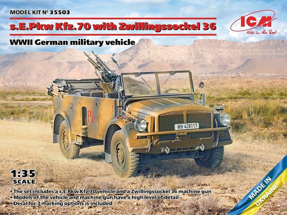 PKW KFZ günstig Kaufen-s.E.Pkw Kfz.70 with Zwillingssockel 36 - WWII German military vehicle. s.E.Pkw Kfz.70 with Zwillingssockel 36 - WWII German military vehicle <![CDATA[ICM / 35503 / 1:35]]>. 