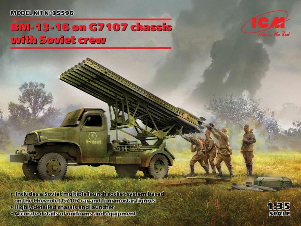crew günstig Kaufen-BM-13-16 on G7107 chassis with Soviet crew. BM-13-16 on G7107 chassis with Soviet crew <![CDATA[ICM / 35596 / 1:35]]>. 