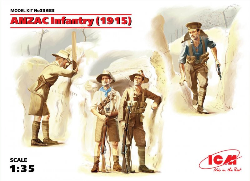 Figuren günstig Kaufen-WWI ANZAC Infanterie, 4 Figuren. WWI ANZAC Infanterie, 4 Figuren <![CDATA[ICM / 435685 / 1:35]]>. 
