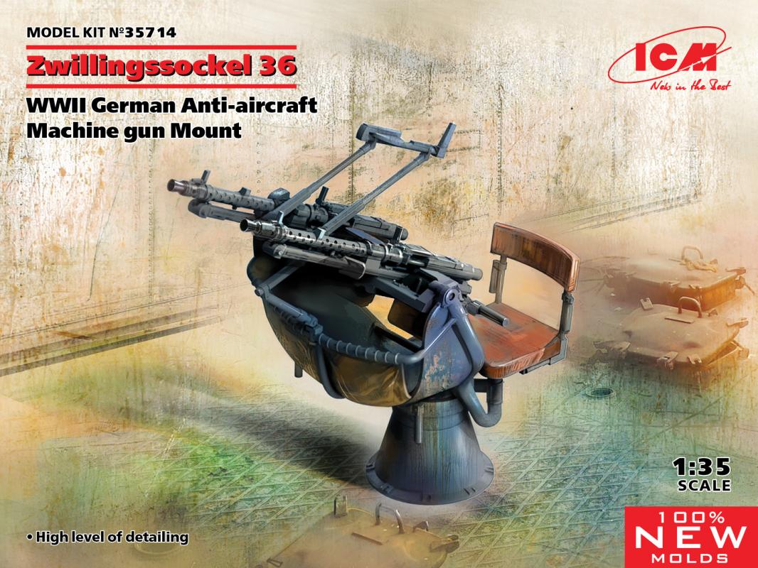 WW II günstig Kaufen-Zwillingssockel 36 - WWII German Anti-aircraft Machihe gun Mount. Zwillingssockel 36 - WWII German Anti-aircraft Machihe gun Mount <![CDATA[ICM / 35714 / 1:35]]>. 