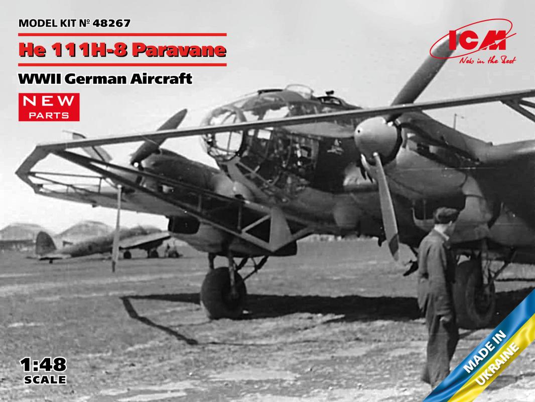 German aircraft günstig Kaufen-Heinkel He 111 H-8 Paravane - WWII German Aircraft. Heinkel He 111 H-8 Paravane - WWII German Aircraft <![CDATA[ICM / 48267 / 1:48]]>. 