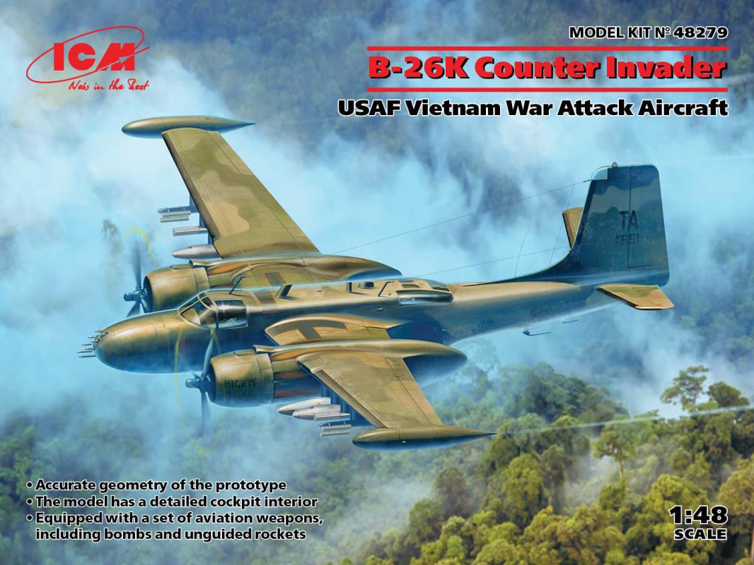 4823044407613 - ICM 48279 - B-26K Counter Invader USAF Vietnam War Attack Aircraft in 148 4823044407613 - ICM 48279 - B-26K Counter Invader USAF Vietnam War Attack Aircraft in 148