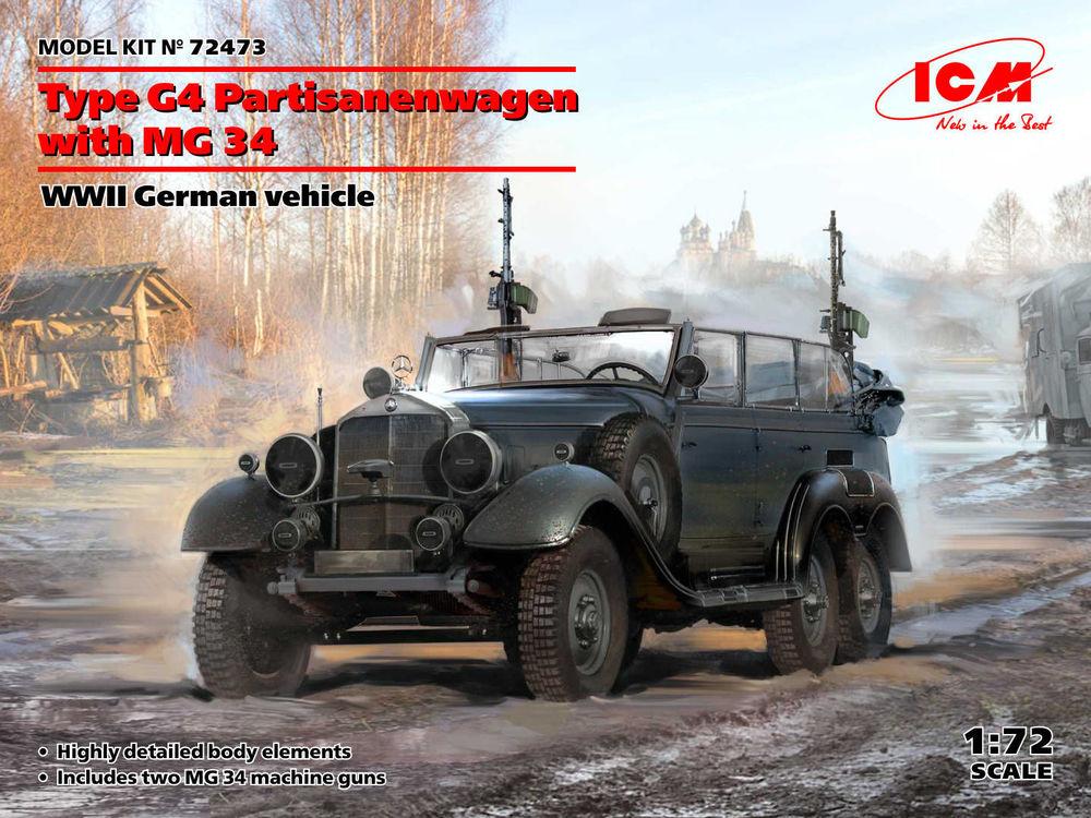 73 cm günstig Kaufen-Type G4 Partisanenwagen with MG 34, WWII German vehicle. Type G4 Partisanenwagen with MG 34, WWII German vehicle <![CDATA[ICM / 72473 / 1:72]]>. 