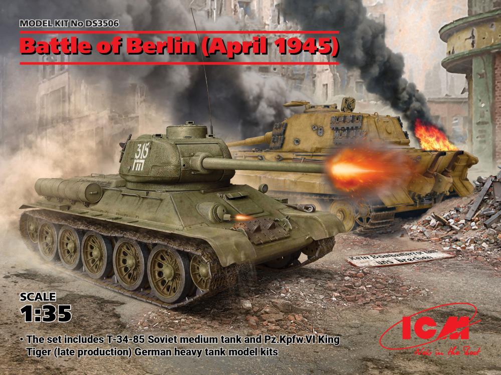 of 6 günstig Kaufen-Battle of Berlin (April 1945) (T-34-85, King Tiger). Battle of Berlin (April 1945) (T-34-85, King Tiger) <![CDATA[ICM / DS3506 / 1:35]]>. 