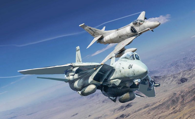 US Navy Fighter Tomcat F-14A vs Douglas A-4F