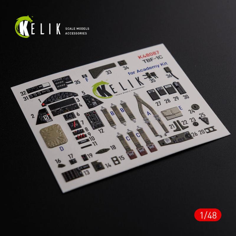 TBF-1C - Interior 3D-Decals [Academy]