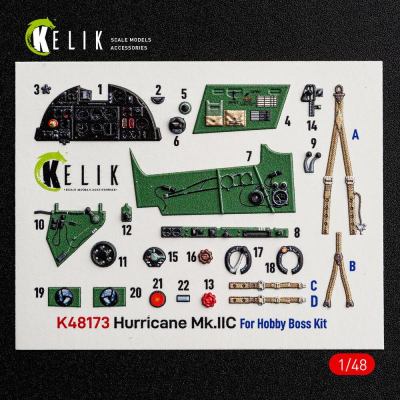 Hurricane Mk.IIC - Interior 3D-Decals [HobbyBoss]