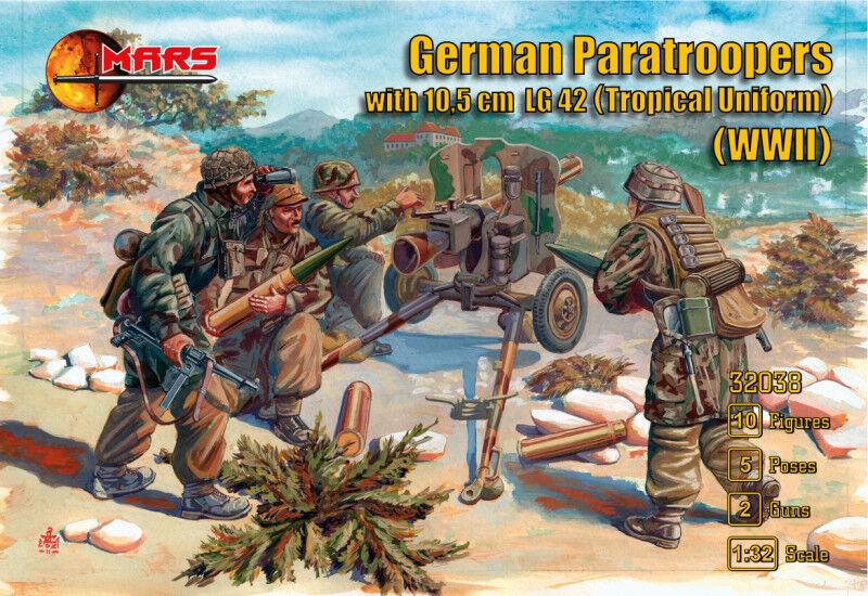 WWII günstig Kaufen-German Paratroopers with 10.5cm LG42 (Tropical Uniform) WWII. German Paratroopers with 10.5cm LG42 (Tropical Uniform) WWII <![CDATA[Mars Figures / 32038 / 1:32]]>. 