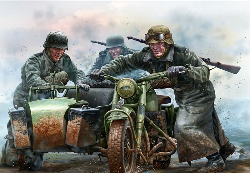 4820113080869 - Master Box Ltd MB35178 - German motorcyclists WWII era in 135 4820113080869 - Master Box Ltd MB35178 - German motorcyclists WWII era in 135