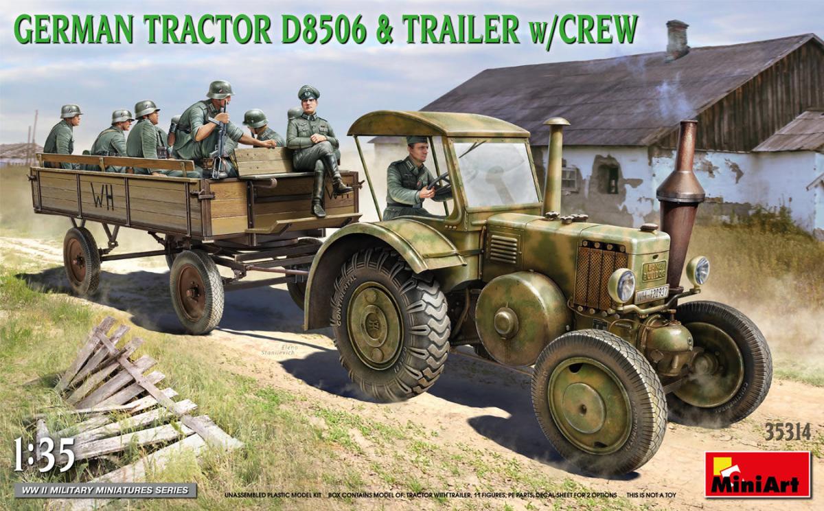 50 Mini günstig Kaufen-German Tractor D8506 with Trailer & Crew. German Tractor D8506 with Trailer & Crew <![CDATA[Mini Art / 35314 / 1:35]]>. 