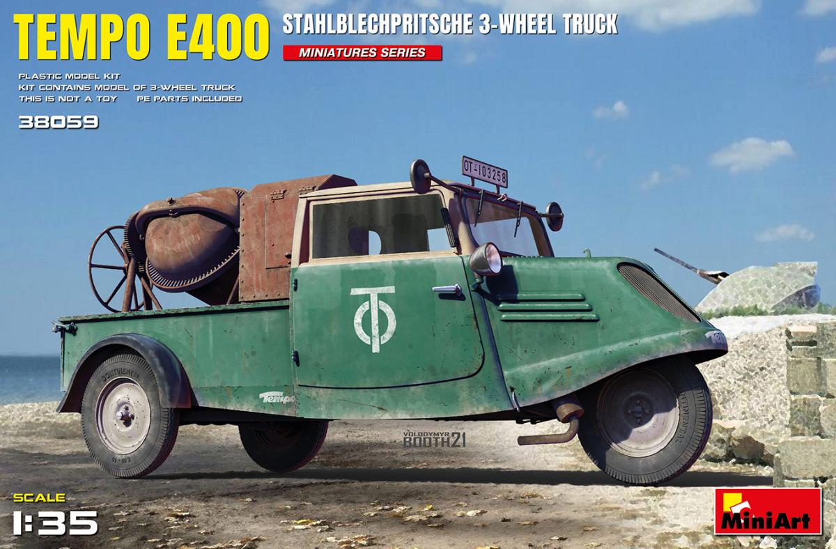 Tempo I günstig Kaufen-Tempo E400 StahlblechPritsche 3-Wheel Truck. Tempo E400 StahlblechPritsche 3-Wheel Truck <![CDATA[Mini Art / 38059 / 1:35]]>. 