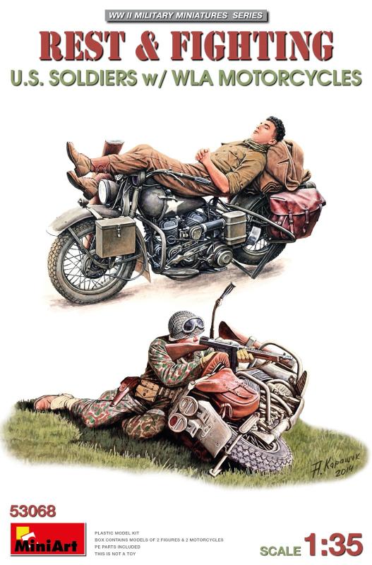 US Soldaten mit WLA Motorrädern (2 Figuren)
