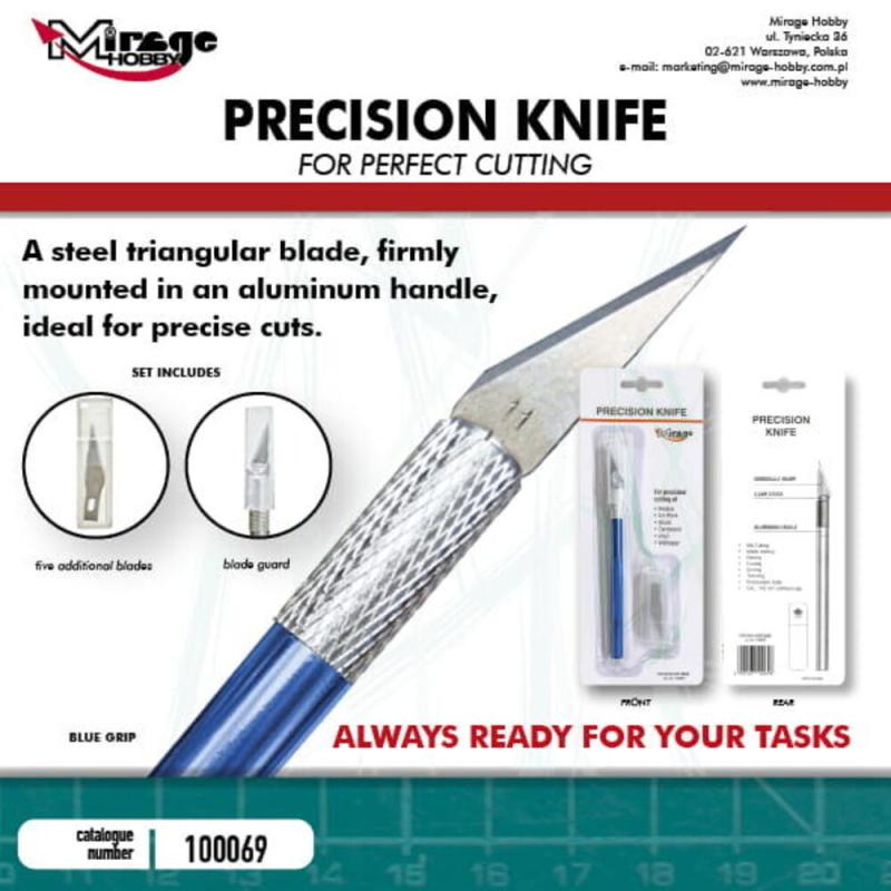 5901461100696 - Mirage Hobby 100069 - MIRAGE Precision Knife + 5 blades (BLUE) 5901461100696 - Mirage Hobby 100069 - MIRAGE Precision Knife + 5 blades (BLUE)