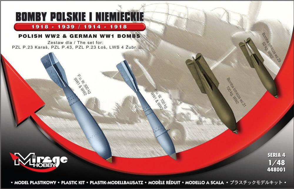 5901461448019 - Mirage Hobby 448001 - German WWI Bombs 1918-1939 & 1914-1918 in 148
