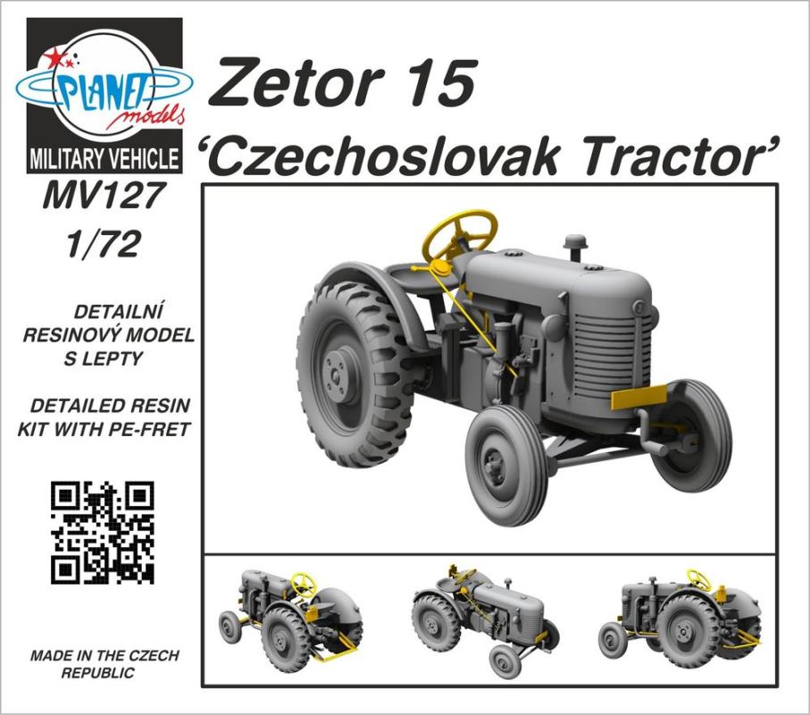 8595593128627 - Planet Models 129-MV127 - Zetor 15 Czechoslovak Tractor in 172