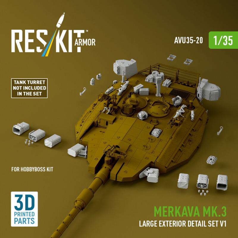 Merkava Mk.3 - Large exterior detail set V1 (3D Printed) [HobbyBoss]