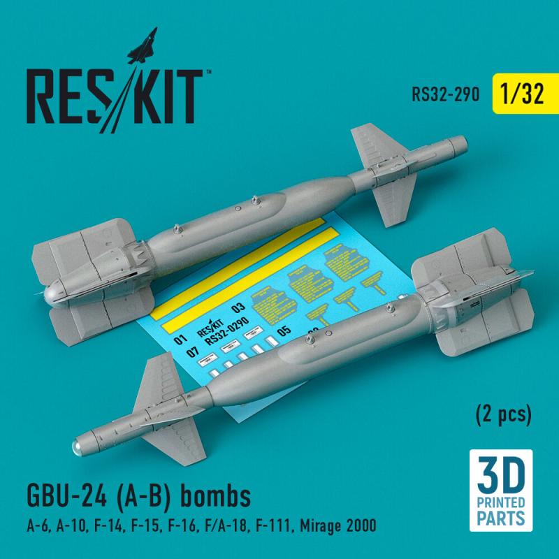 GBU-24 (A-B) bombs (2 pcs) (A-6, A-10, F-14, F-15, F-16, F/A-18, F-111, Mirage 2000) (3D Printed)