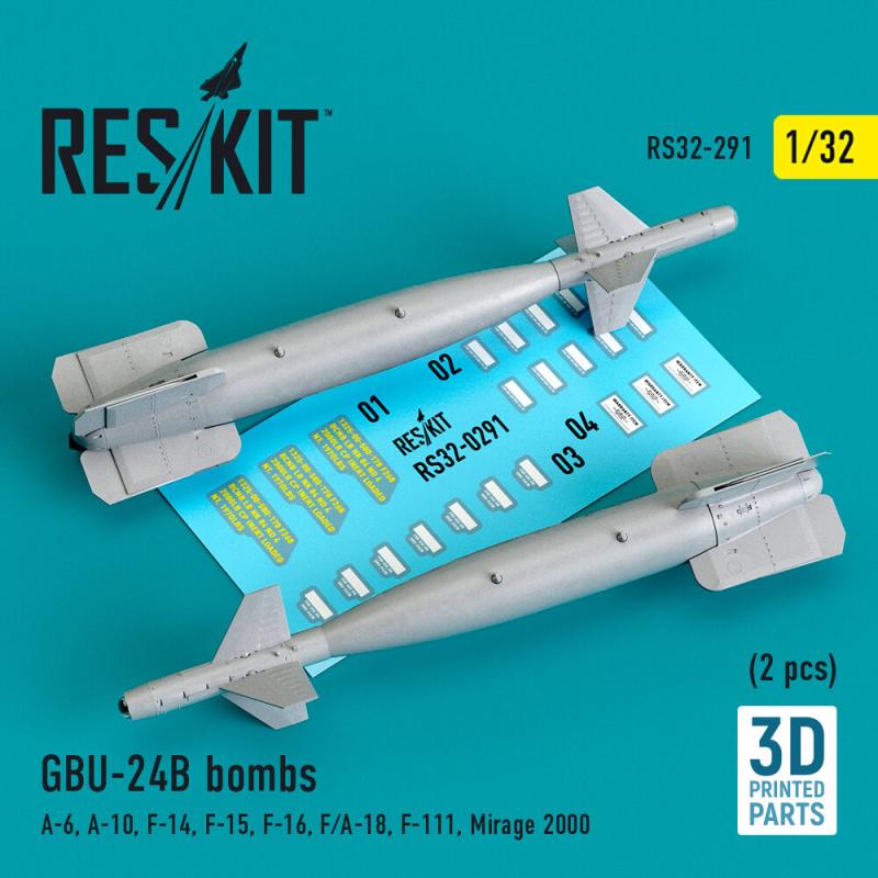 GBU-24B bombs (2 pcs) (A-6, A-10, F-14, F-15, F-16, F/A-18, F-111, Mirage 2000) (3D Printed)