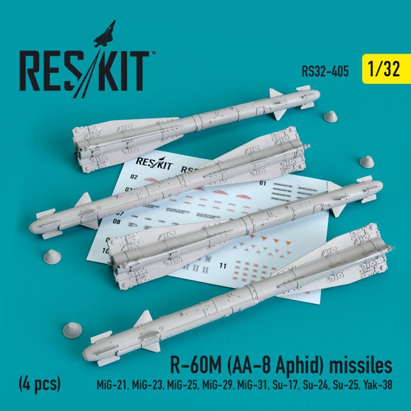 R-60? (AA-8 Aphid) missiles (4 pcs) (MiG-21,MiG-23,MiG-25, MiG-29,MiG-31,Su-17,Su-24,Su-25,Yak-38)