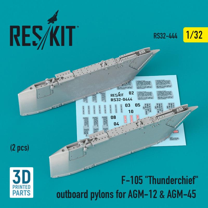 F-105 Thunderchief outboard AGM-12 & AGM-45 pylons (2 pcs) (3D Printed)