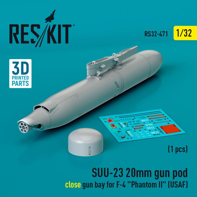 SUU-23 20mm gun pod (close gun bay) for F-4 Phantom II (USAF) (1 pcs) (3D Printed)