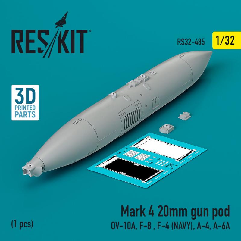 Mark 4 20mm gun pod (1 pcs) (OV-10A, F-8 , F-4 (USN), A-4, A-6A) (3D Printed)