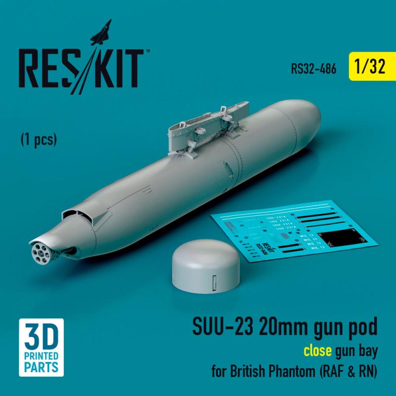 SUU-23 20mm gun pod (close gun bay) for British Phantom (RAF & RN) (1 pcs) (3D Printed)