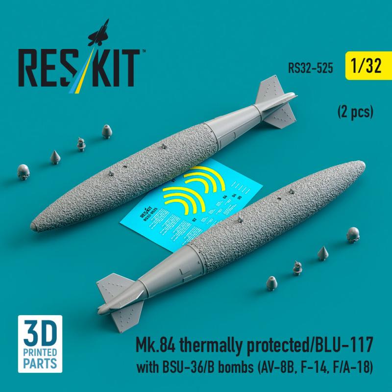 Mk.84 thermally protected/BLU-117 with BSU-36/B bombs (2 pcs) (AV-8B, F-14, F/A-18) (3D Printed)