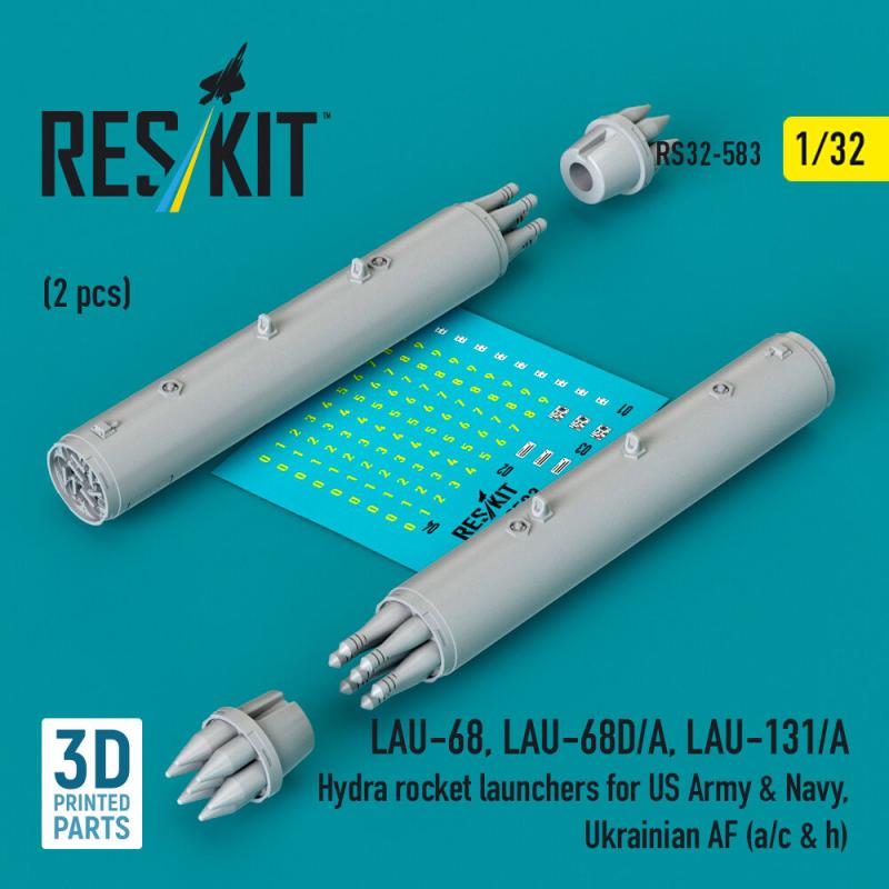 LAU-68, LAU-68D/A, LAU-131/A Hydra rocket launchers for US Army & Navy, Ukrainian AF (a/c & h) (2 pcs) (3D Printed)