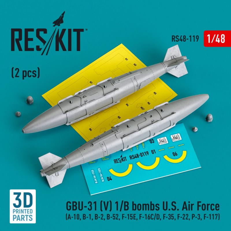GBU-31 (V) 1/B bombs U.S. Air Force (2 pcs) (A-10, B-1, B-2, B-52, F-15E, F-16C/D, F-35, F-22, P-3, F-117) (3D Printed)