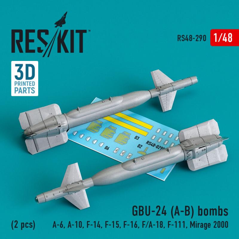 GBU-24 (A-B) bombs (2 pcs) (A-6, A-10, F-14, F-15, F-16, F/A-18, F-111, Mirage 2000) (3D Printed)