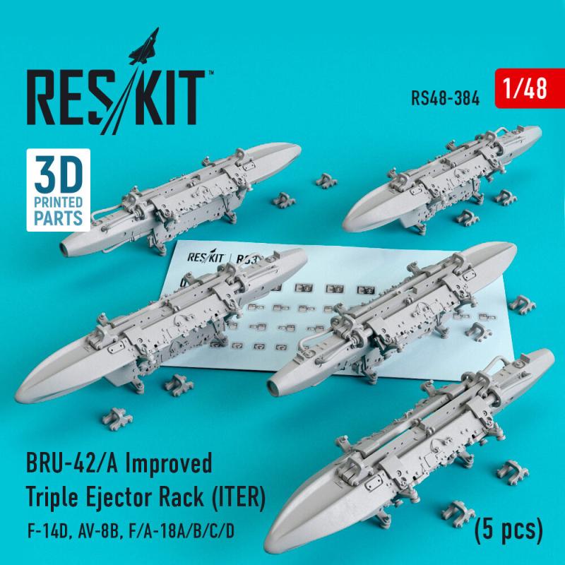 BRU-42/A Improved Triple Ejector Rack (ITER) (5 pcs) (F-14D, AV-8B, F/A-18A/B/C/D) (3D Printed)