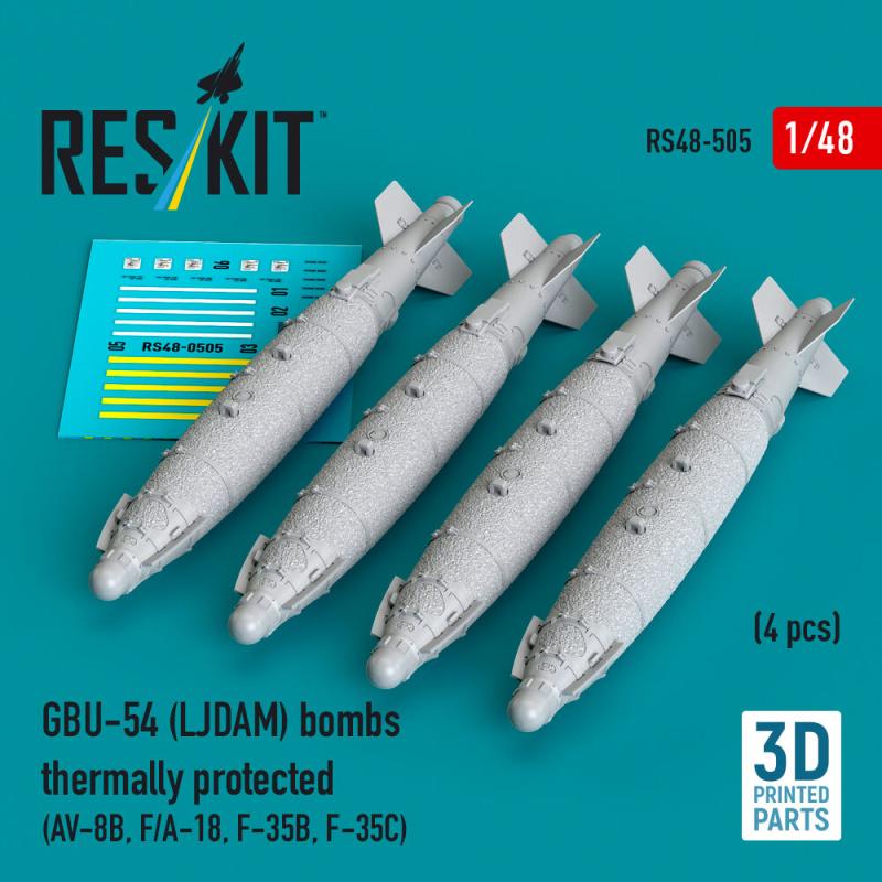 GBU-54 (LJDAM) bombs thermally protected (4 pcs) (AV-8B, F/A-18A-F, F-35B, F-35C) (3D Printed)