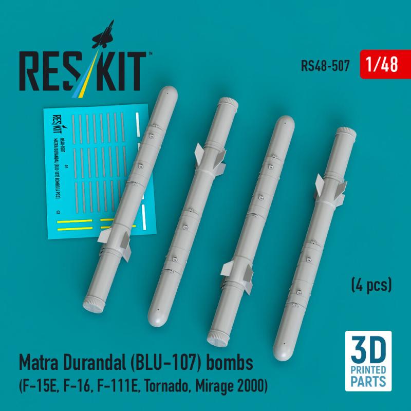 Matra Durandal (BLU-107) bombs (4 pcs) (F-15E, F-16, F-111E, Tornado, Mirage 2000) (3D Printed)