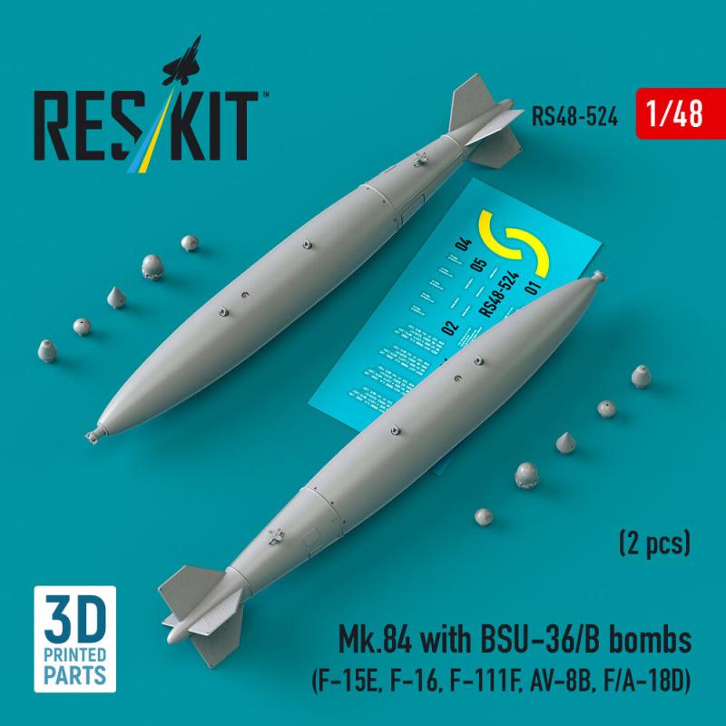 Mk.84 with BSU-36/B bombs (2 pcs) (F-15E, F-16, F-111F, AV-8B, F/A-18D) (3D Printed)