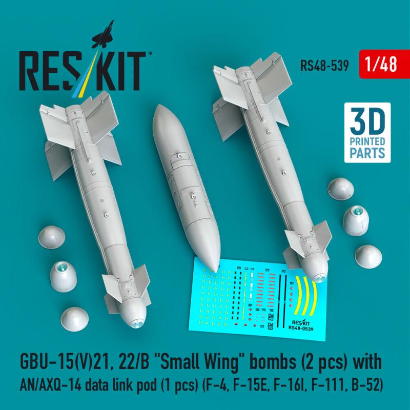 GBU-15(V)21, 22/B Small Wing bombs (2 pcs) with AN/AXQ-14 data link pod (1 pcs) (F-4, F-15E, F-16I, F-111, B-52) (3D Printed)