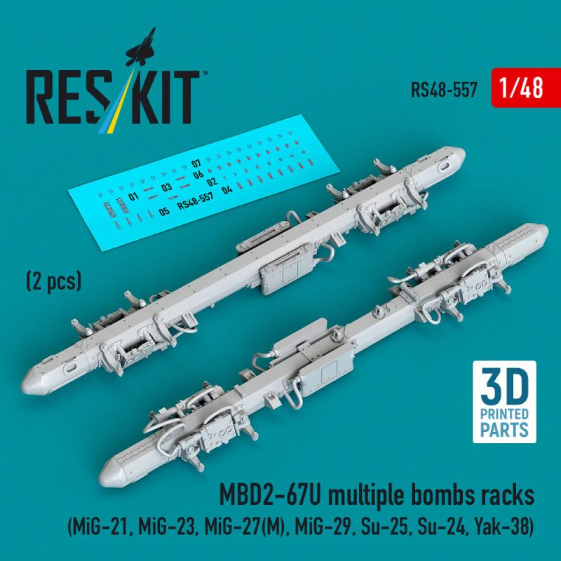 MBD2-67U multiple bombs racks (2 pcs) (MiG-21, MiG-23, MiG-27(?), MiG-29, Su-25, Su-24, Yak-38) (3D Printed)