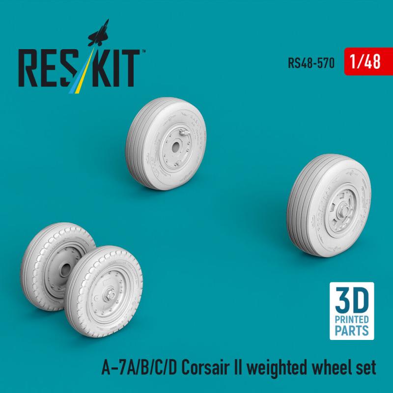 A-7A/B/C/D Corsair II  - Weighted wheel set (3D Printed)