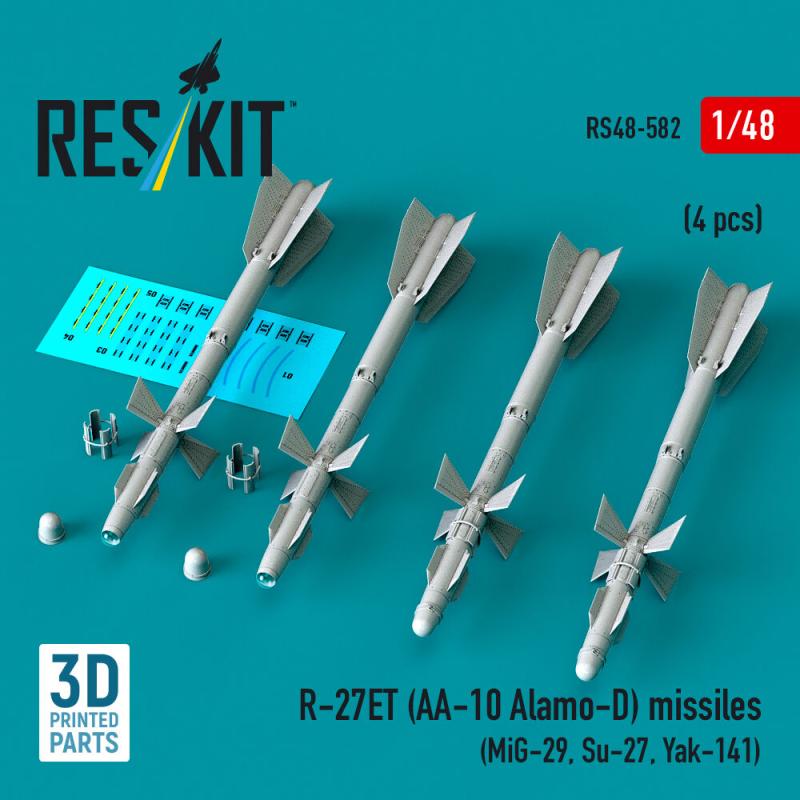 R-27ET (AA-10 Alamo-D) missiles (4 pcs) (MiG-29, Su-27, Yak-141) (3D Printed)