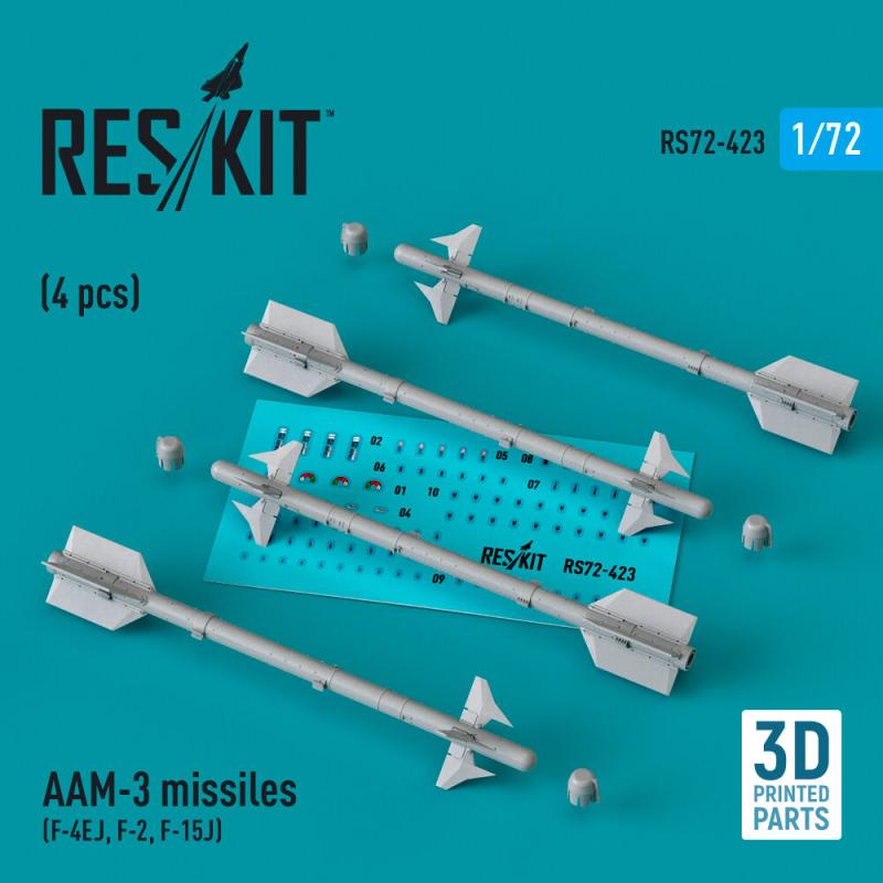 AAM-3 missiles (4 pcs) (F-4EJ, F-2, F-15J) (3D Printed)