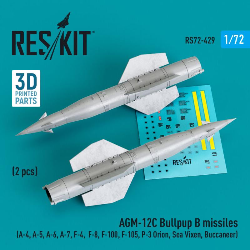 AGM-12C Bullpup B missiles (2 pcs) (A-4, A-5, A-6, A-7, F-4, F-8, F-100, F-105, P-3 Orion, Sea Vixen, Buccaneer) (3D Printed)