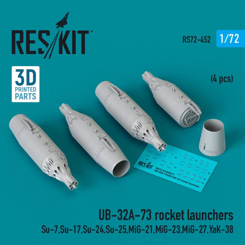 UB-32A-73 rocket launchers (4 pcs) (Su-7, Su-17, Su-24, Su-25, MiG-21, MiG-23, MiG-27, YaK-38) (3D Printed)